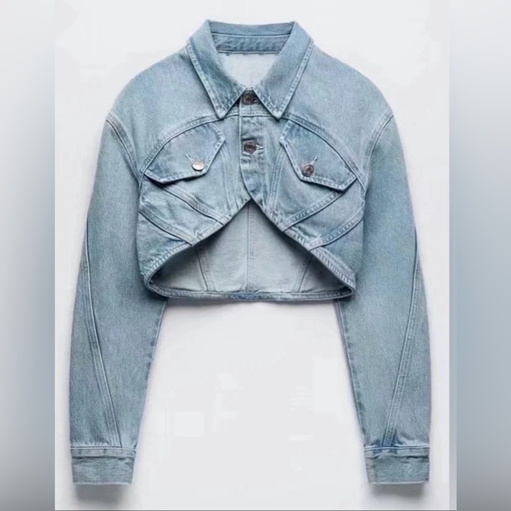 Zara NWT Cropped Denim Jacket - Picture 10 of 12